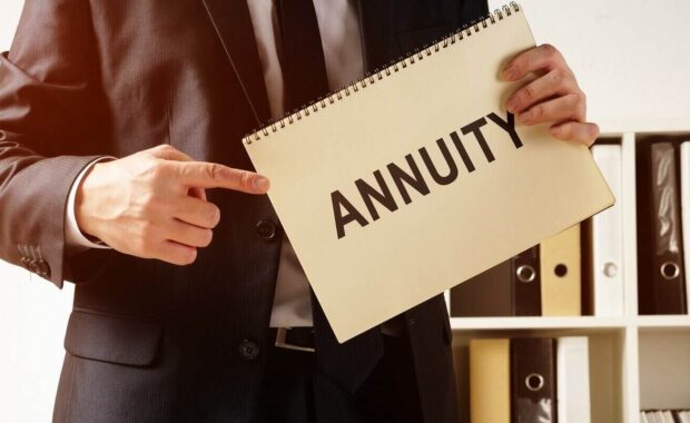 annuity sign in the book that holds manager