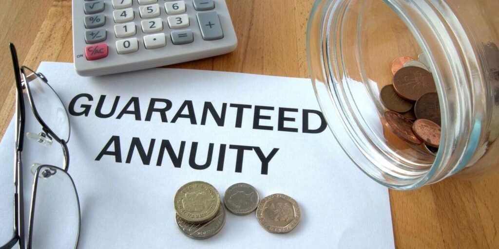 guaranteed annuity with coins from savings jar