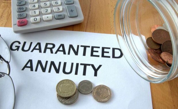 guaranteed annuity with coins from savings jar