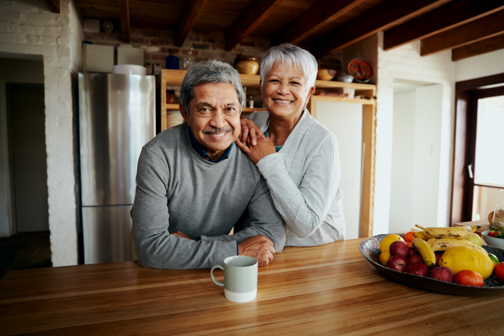 couple happy in their home together