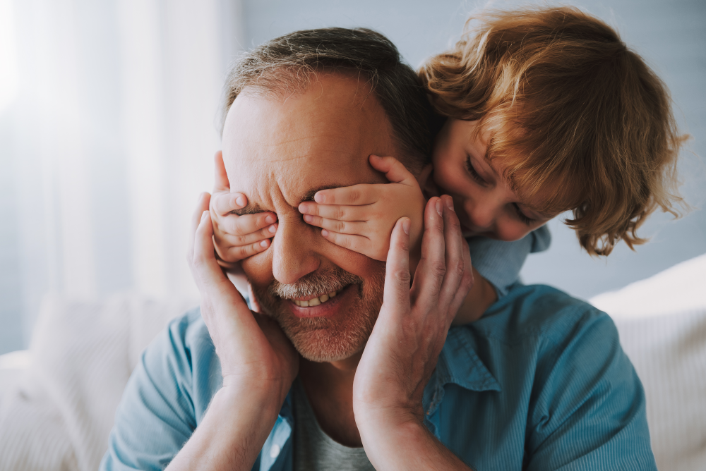 grandpa playing with grandchild