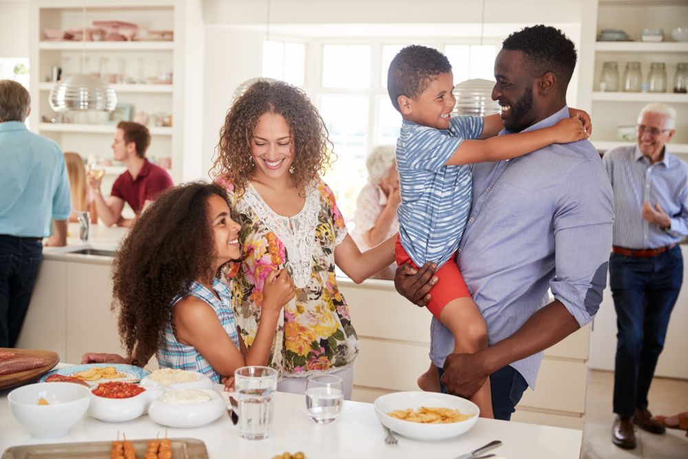 family having a get together in their home